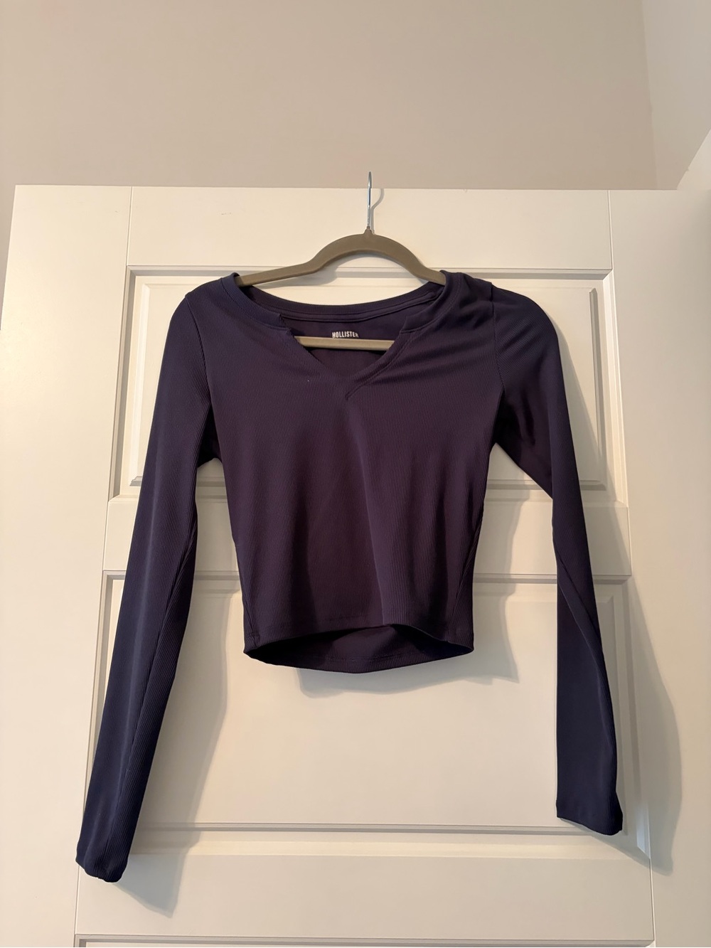 Hollister Deep Navy Long Sleeve Crop Top